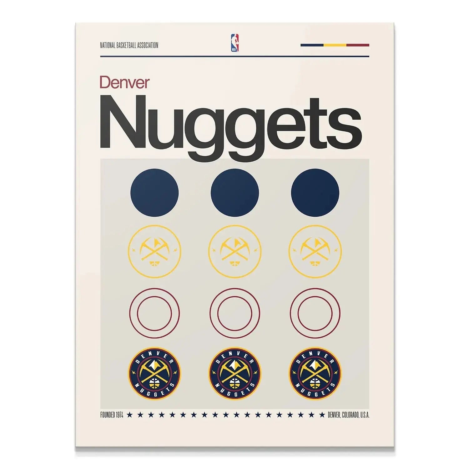 Full view of the minimalist 'Deconstructed Logo - Nuggets' poster art, showing all design elements.