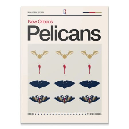 Full vintage view of the Deconstructed Logo - Pelicans poster showcasing all logo variations.