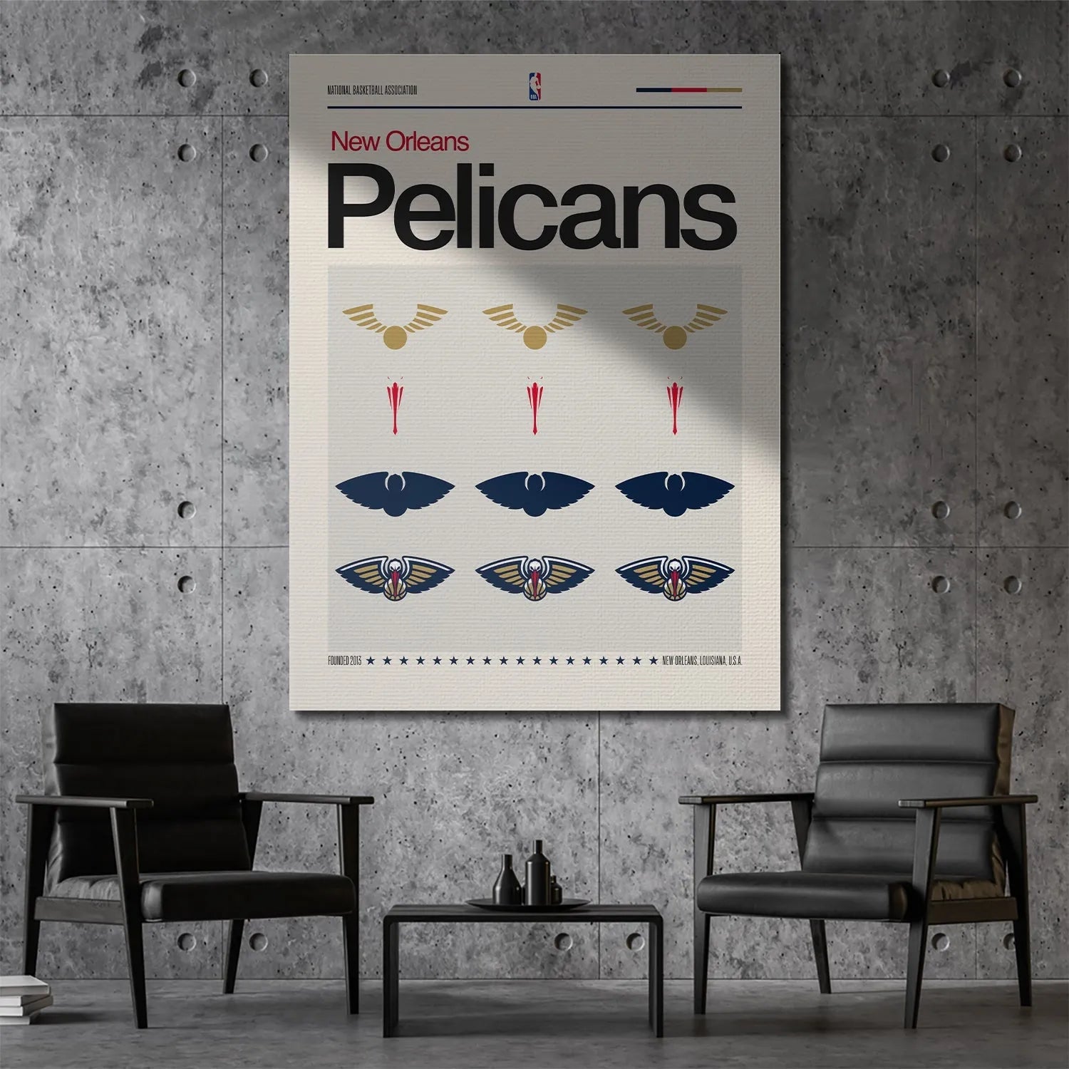Texture shot of the matte paper quality used for the Deconstructed Logo - Pelicans graphic breakdown.