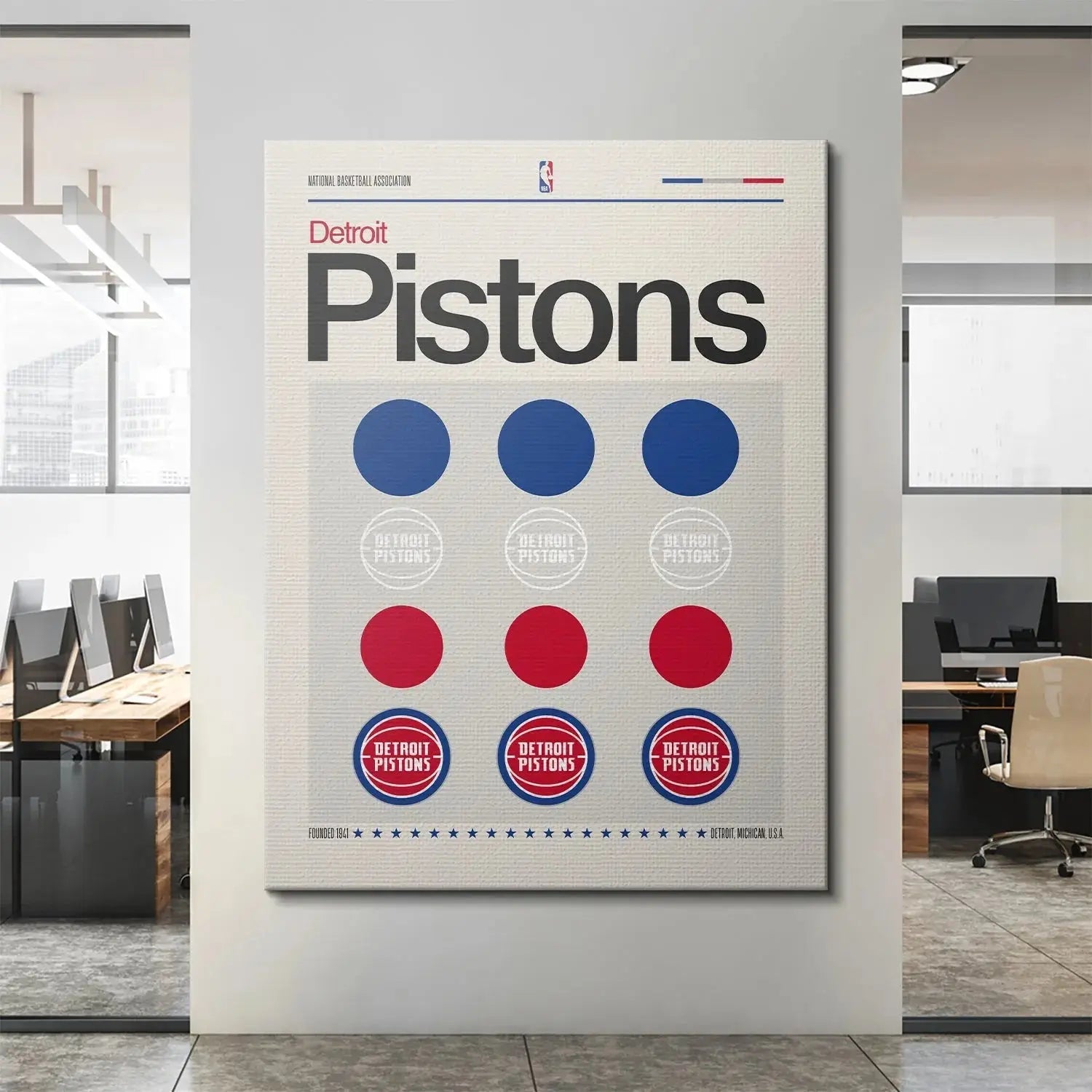Texture simulation showing the premium matte paper finish used for the Deconstructed Logo - Pistons design.