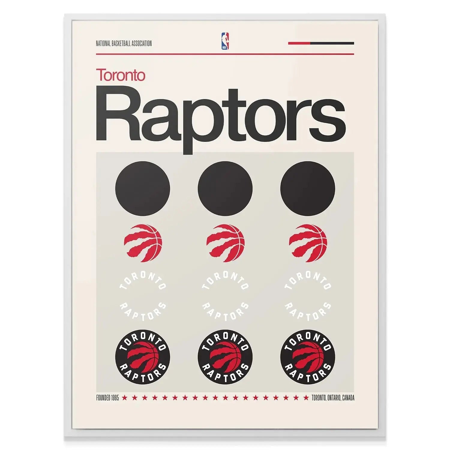 Angled shot of the typography section displaying 'Raptors' prominently in the Deconstructed Logo - Raptors print.