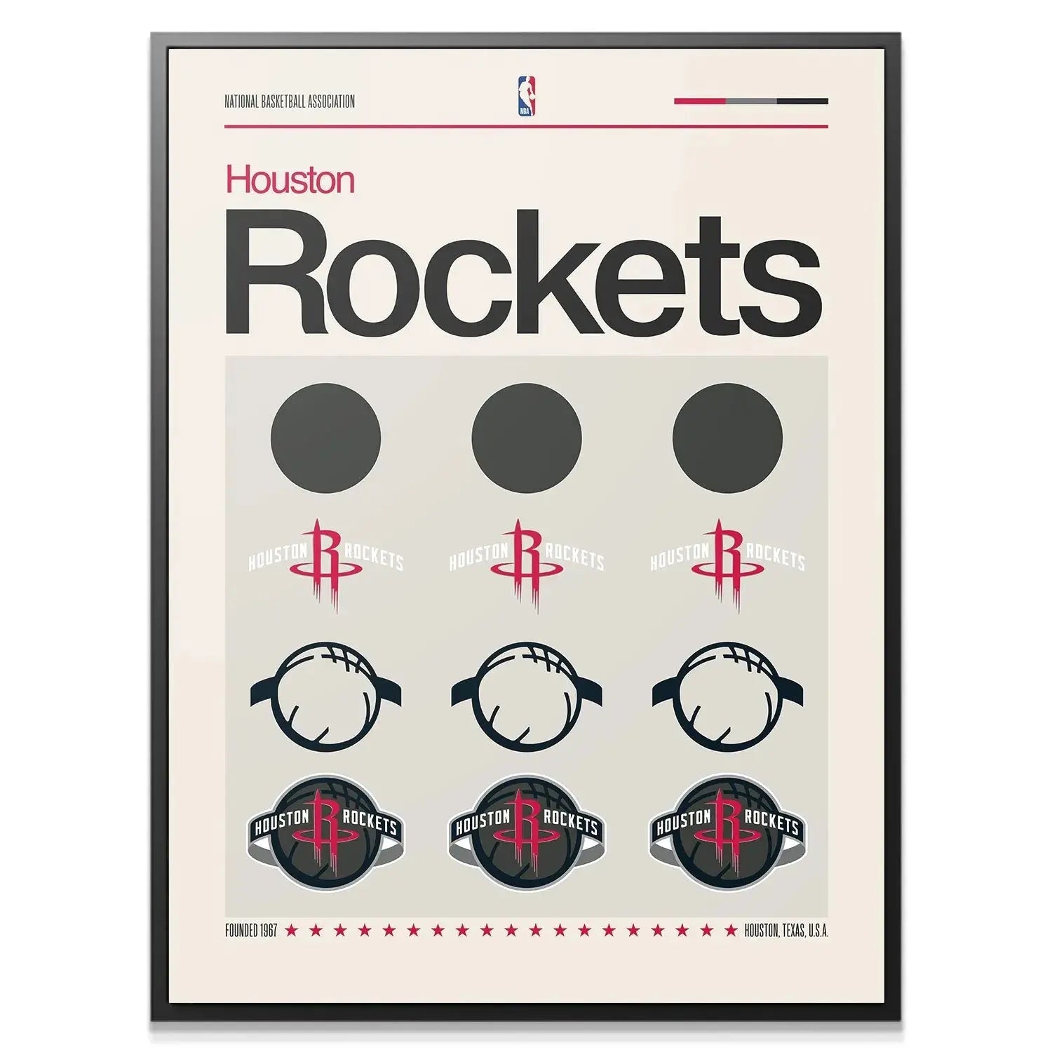 Close-up on the foundational symbols in the Deconstructed Logo - Rockets print.