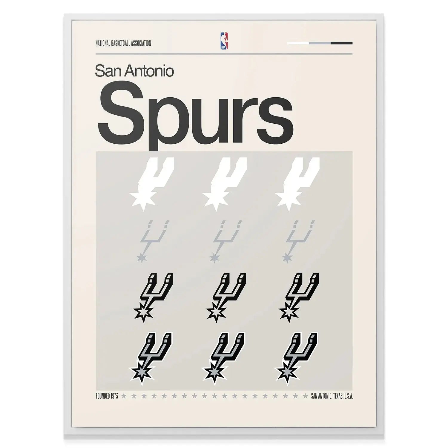 Lifestyle shot of the Deconstructed Logo - Spurs framed print displayed on a modern wall.