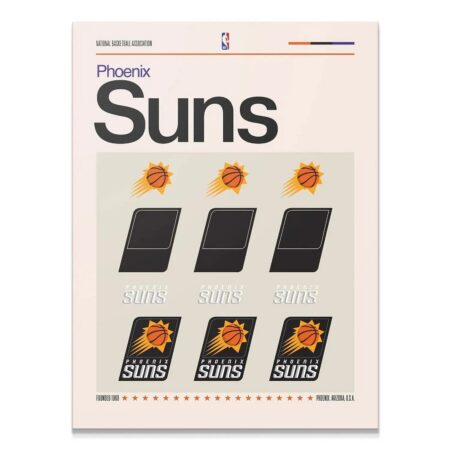 Full overhead view of the graphic composition, Deconstructed Logo - Suns display print.