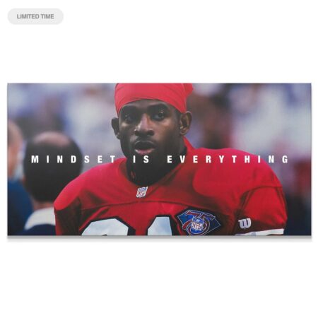 Close-up of intense focus on the face in the 'Deion Sanders - Mindset is Everything' motivational poster.
