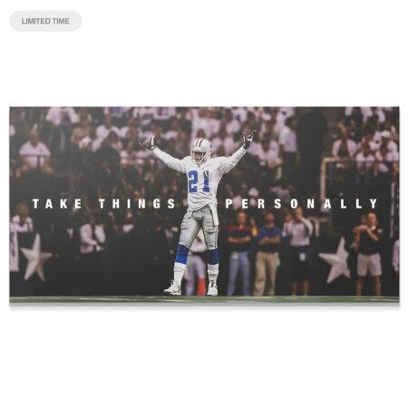 Deion Sanders - Take Things Personally stadium view print showing Prime Time celebrating with arms raised.