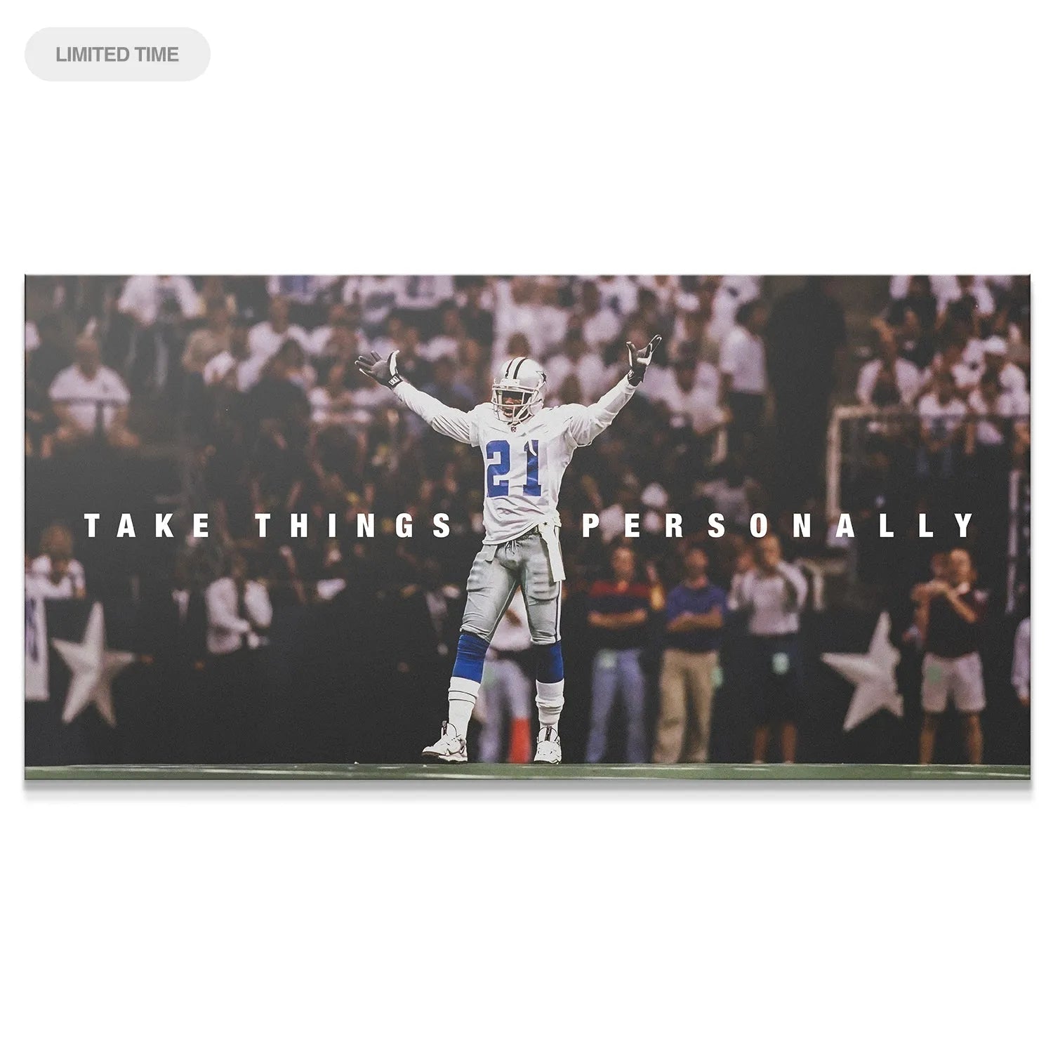 Deion Sanders - Take Things Personally stadium view print showing Prime Time celebrating with arms raised.