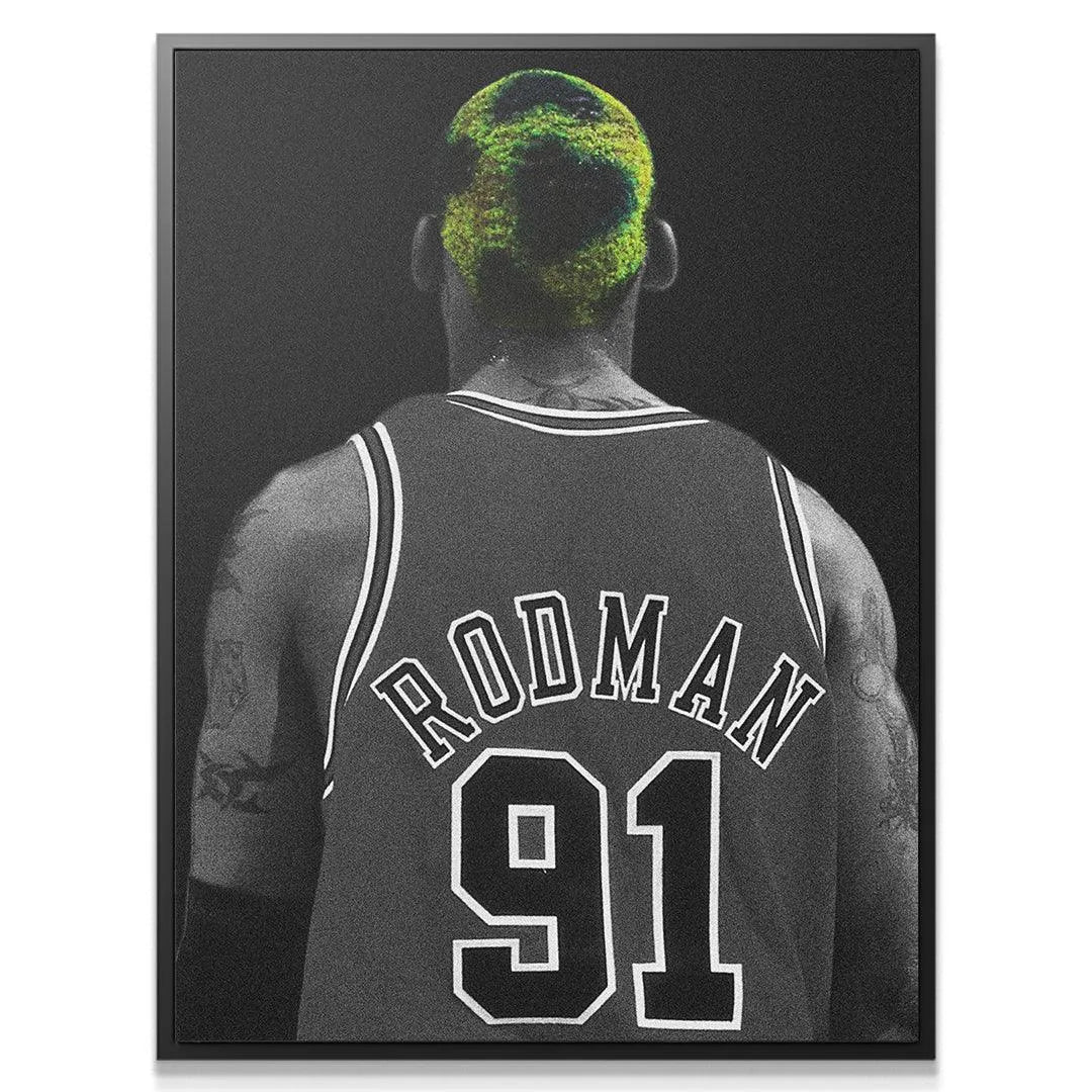 Full-frame poster view of Dennis Rodman - Camo, highlighting the contrast saturation of the jersey number 91.