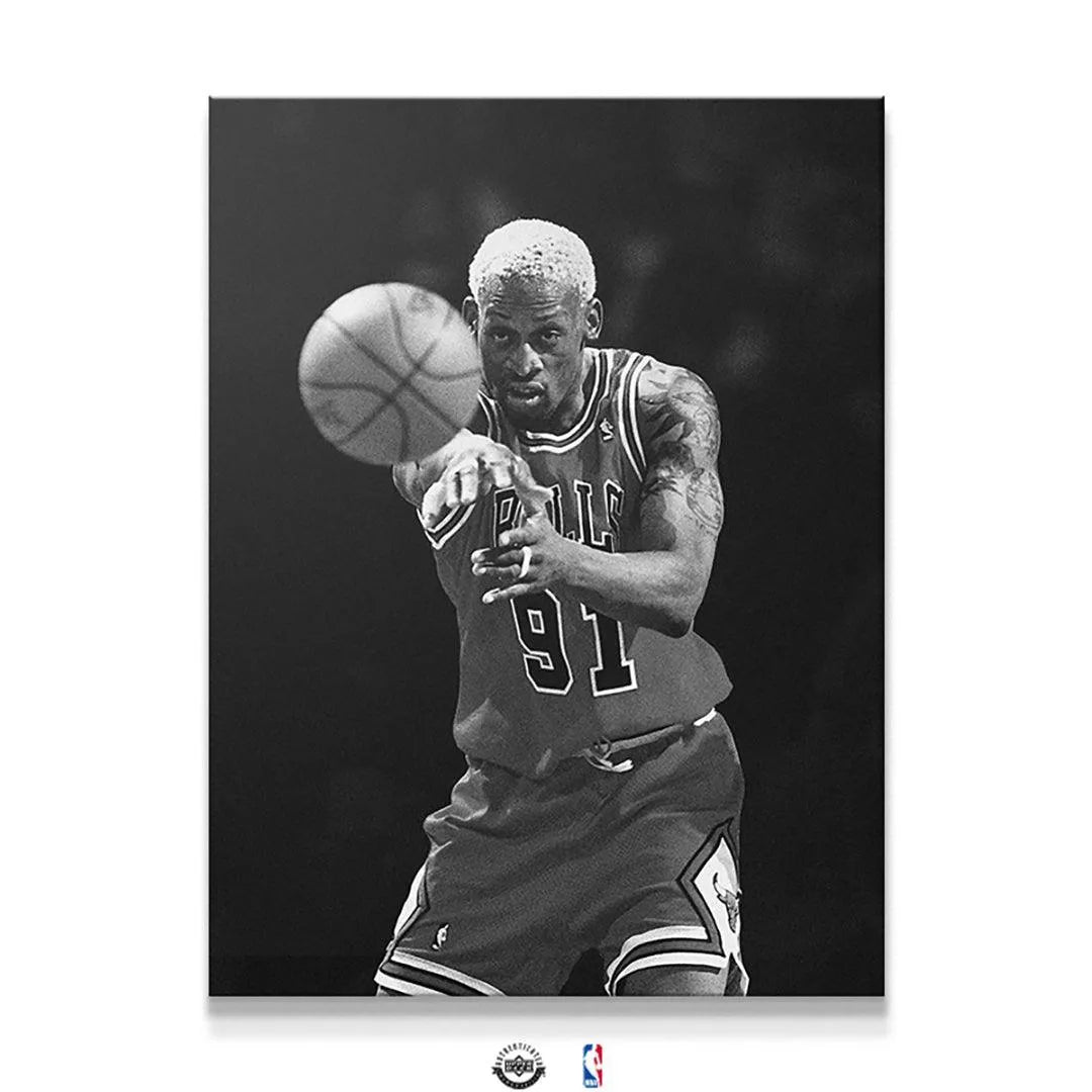 Full canvas view showing the legendary Bulls player in the artwork Dennis Rodman - Perspective.