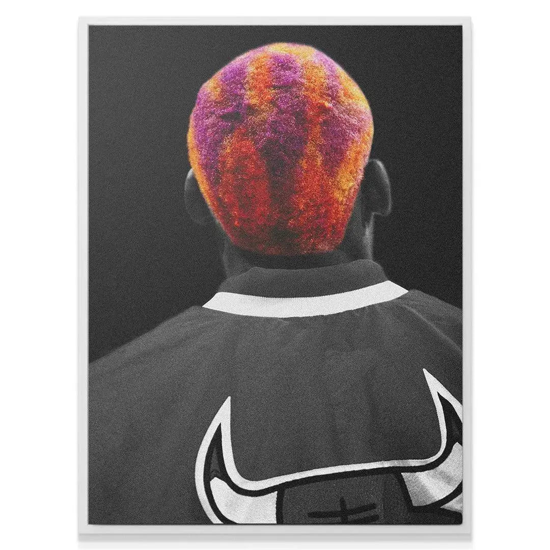 Monochrome Chicago Bulls jacket detail on the Dennis Rodman - Tie Dye artwork.