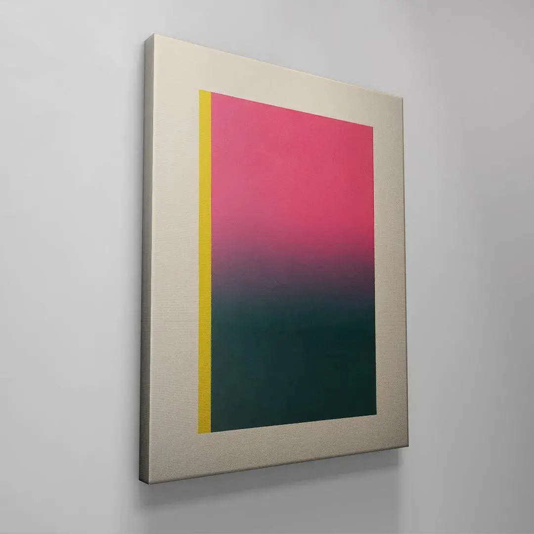 Back view of the framed 'Desire' abstract art showing hanging hardware specifications.