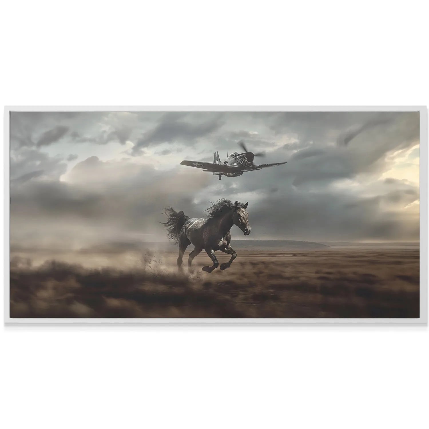 Atmospheric angle of the stormy sky and propeller plane dominating the top half, titled 'Direction Over Speed - No Quote'.