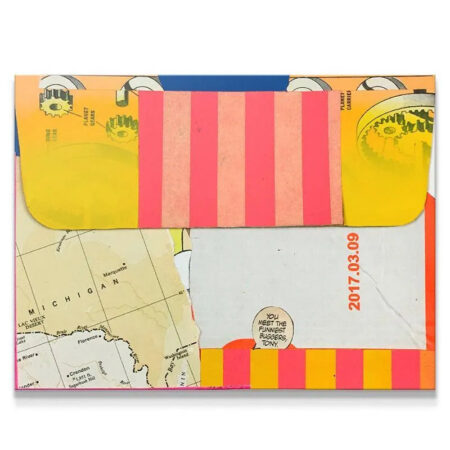 Full overhead view of the vibrant 'Dirty Thirty' mixed media collage art print.