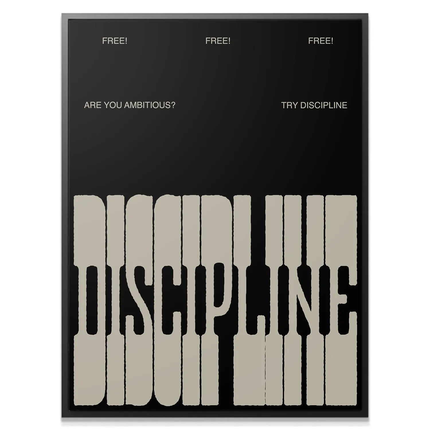 Close-up detail of the heavy, vertical slab typeface used in the 'Discipline - Slab' print.