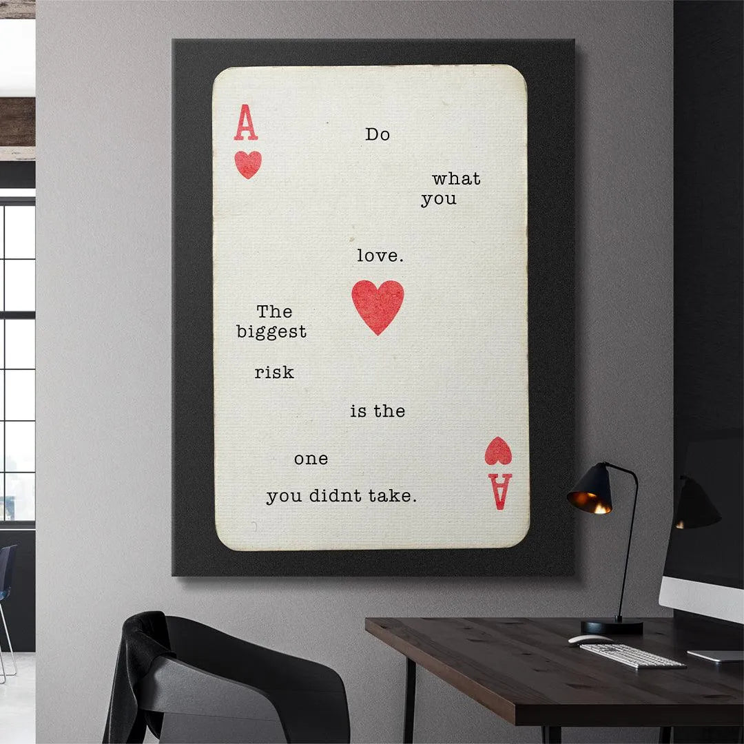 Detailed typography shot focusing specifically on the words 'Do What You Love' on the vintage card.