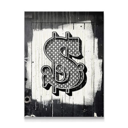 Close-up view of the intricate scale pattern filling the core of the bold Dollar Sign graphic.