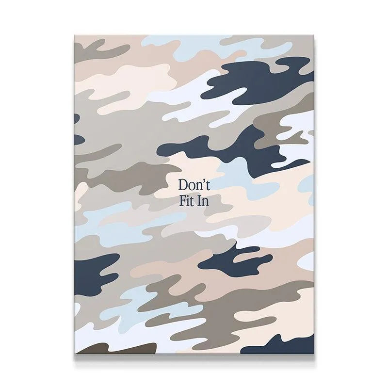 Full frontal view of the muted abstract print 'Don't Fit In' on a clean white background.