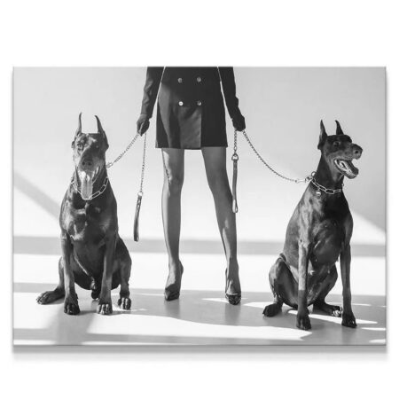 Full scene, black and white, showing the powerful composition of the 'Double Crossed' print.