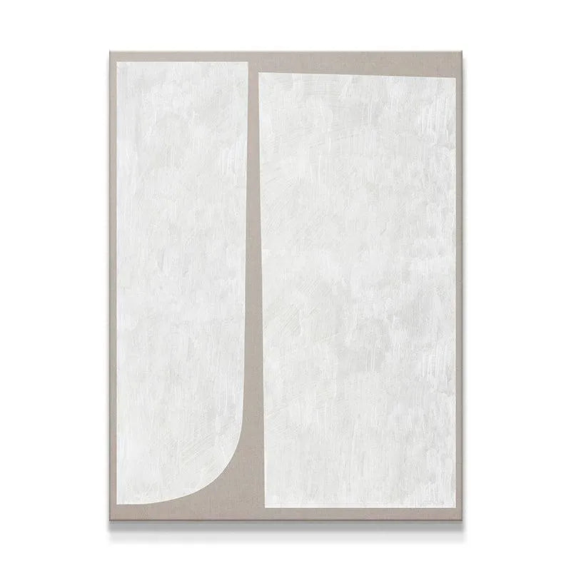 Full frontal view of the geometric abstract canvas, titled Duo Beige.