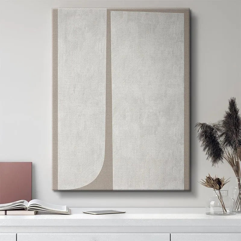 Studio shot emphasizing the minimalist two-tone composition and balance of the Duo Beige print.