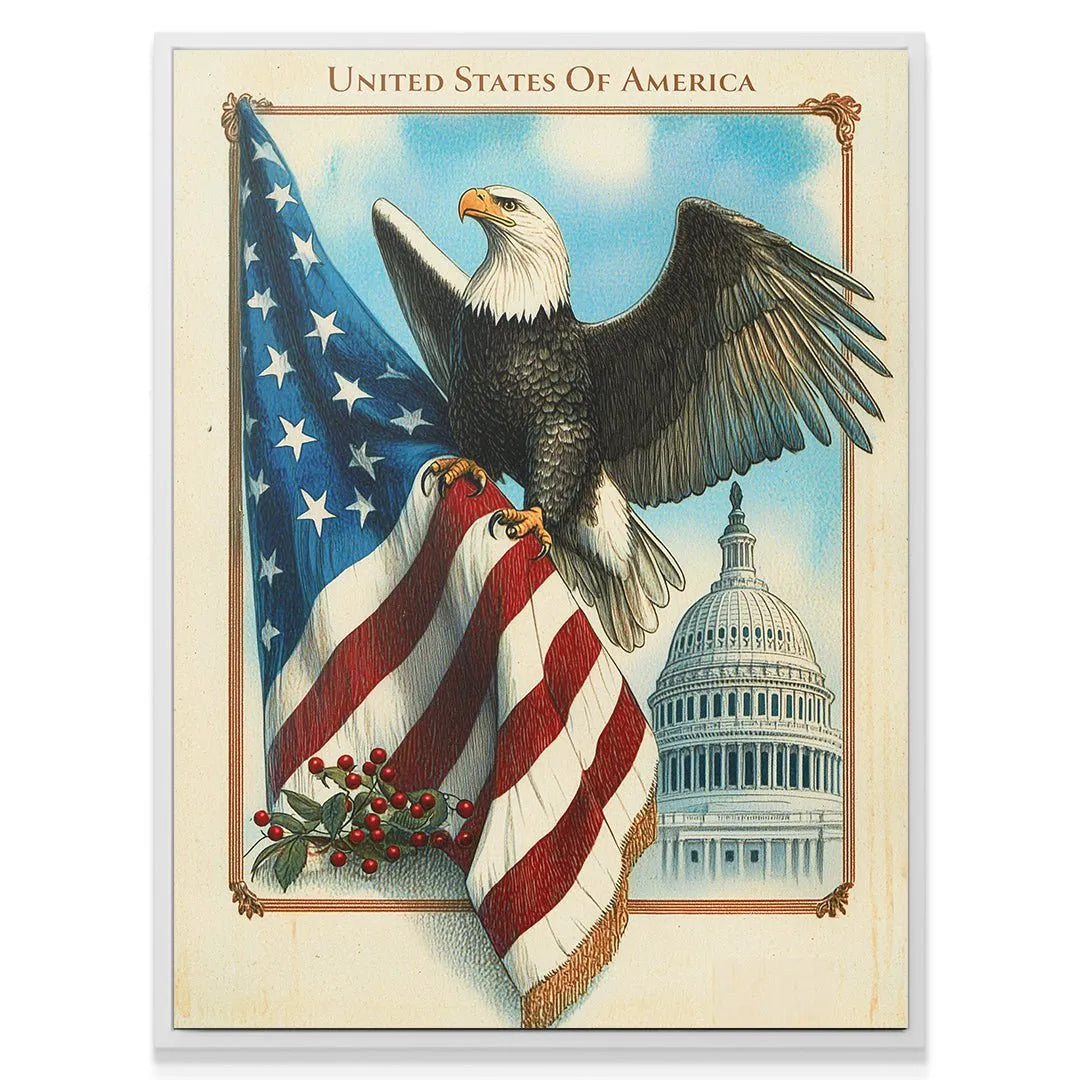 Angle showcasing the spread wings and textured feathers of the Bald Eagle in Eagle - Pose.