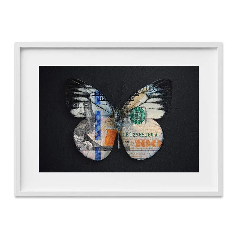 Close inspection of the printed paper texture mimicking the banknote fibers within 'Earn Your Wings'.