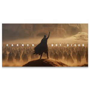 Earned Not Given Wall Art Wide cinematic view of the motivational desert landscape canvas 'Earned Not Given'.