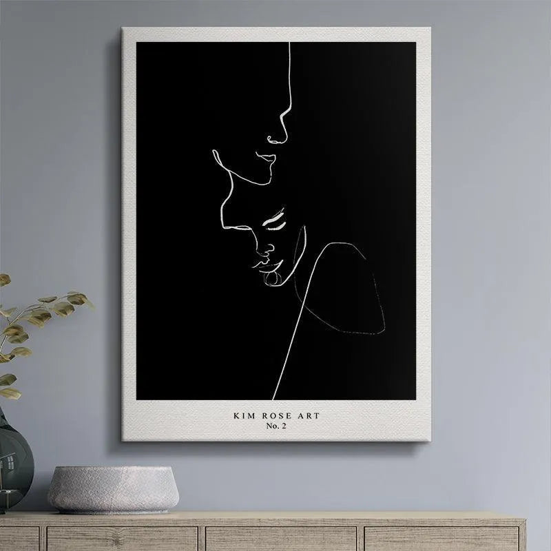 A high-resolution texture view focusing on the crisp white line work of 'Embrace - Black'.