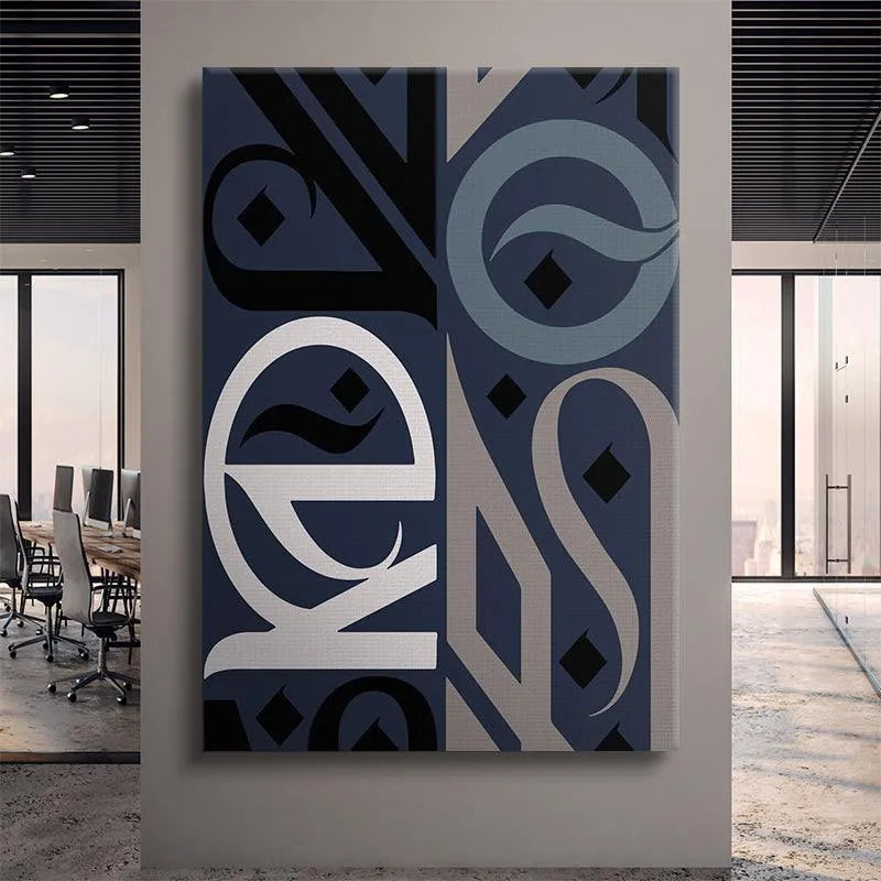 Top-left corner perspective highlighting the dramatic black and white curvature within 'Embrace Deep Blue'.