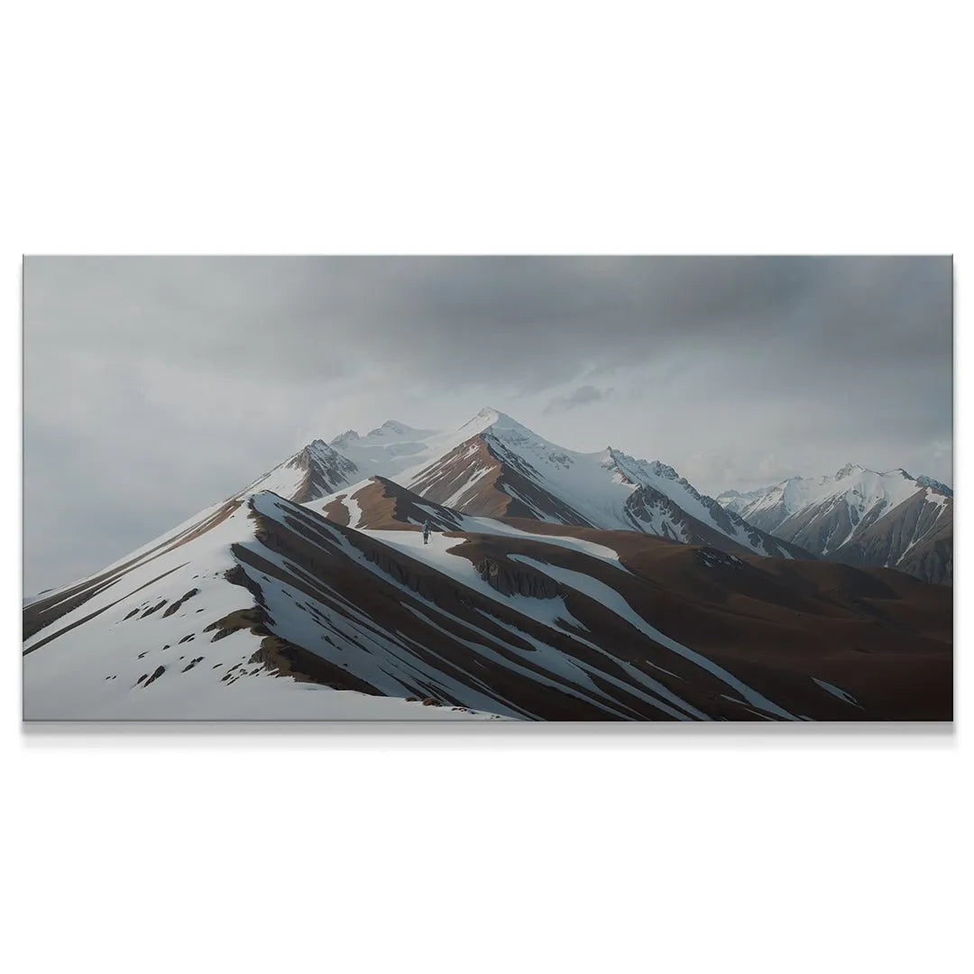 Panoramic view of the vast, snow-dusted mountain range titled Embrace The Journey (No Quote) artwork.