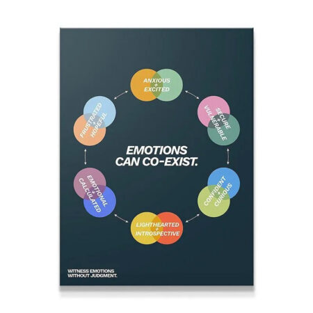 Full view of the psychological diagram print 'Emotions can co-exist N.2' on a dark background.