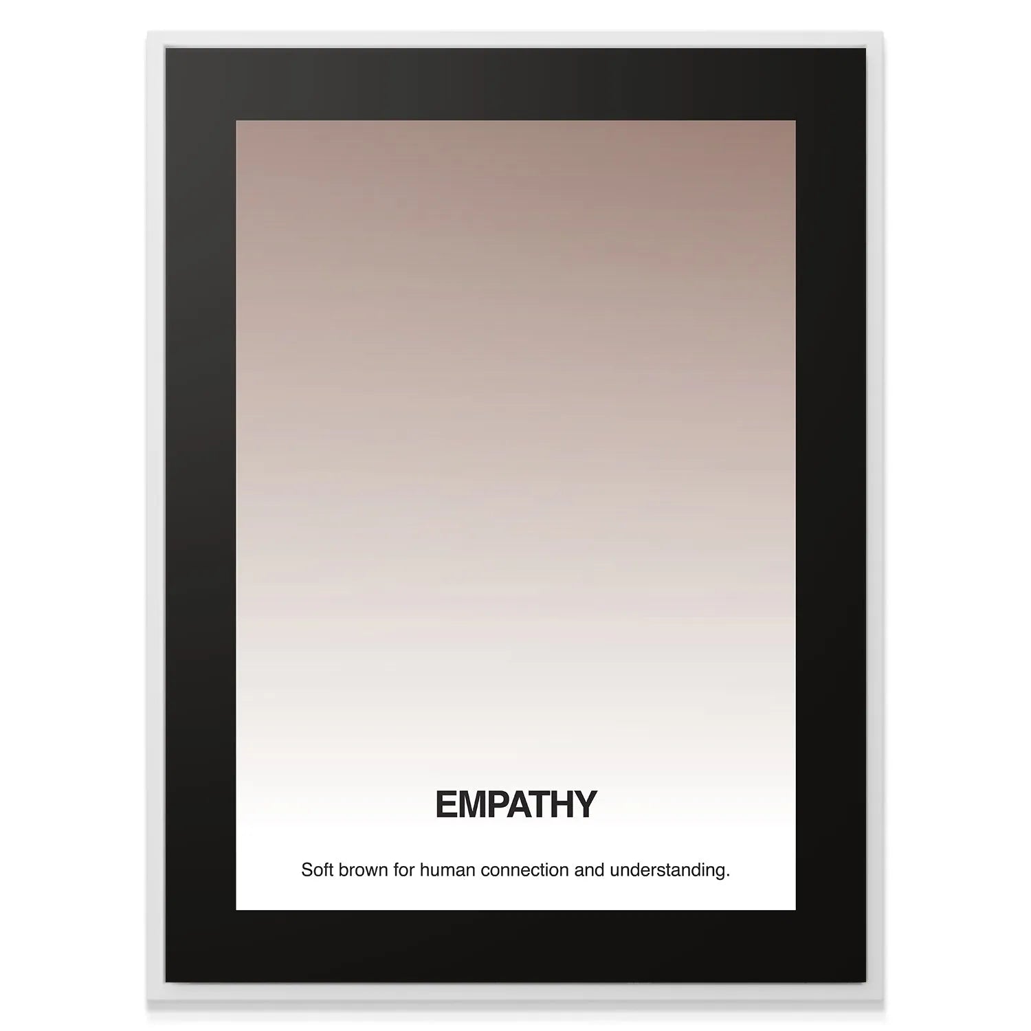 Angled shot showing the reflection on the glass of the framed Empathy - Gradient print.