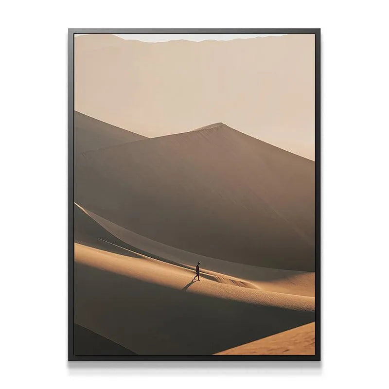 Wide shot of the vast desert landscape showcasing the multiple layers of steep dunes in 'Endless Sands'.