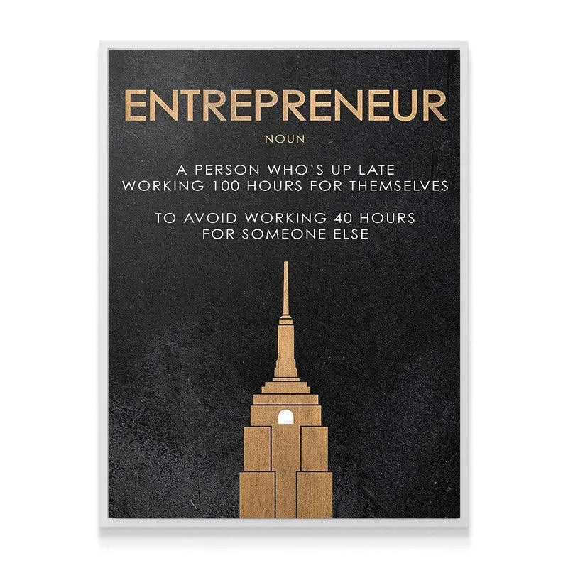 Corner detail of the textured canvas material of the Entrepreneur art print.