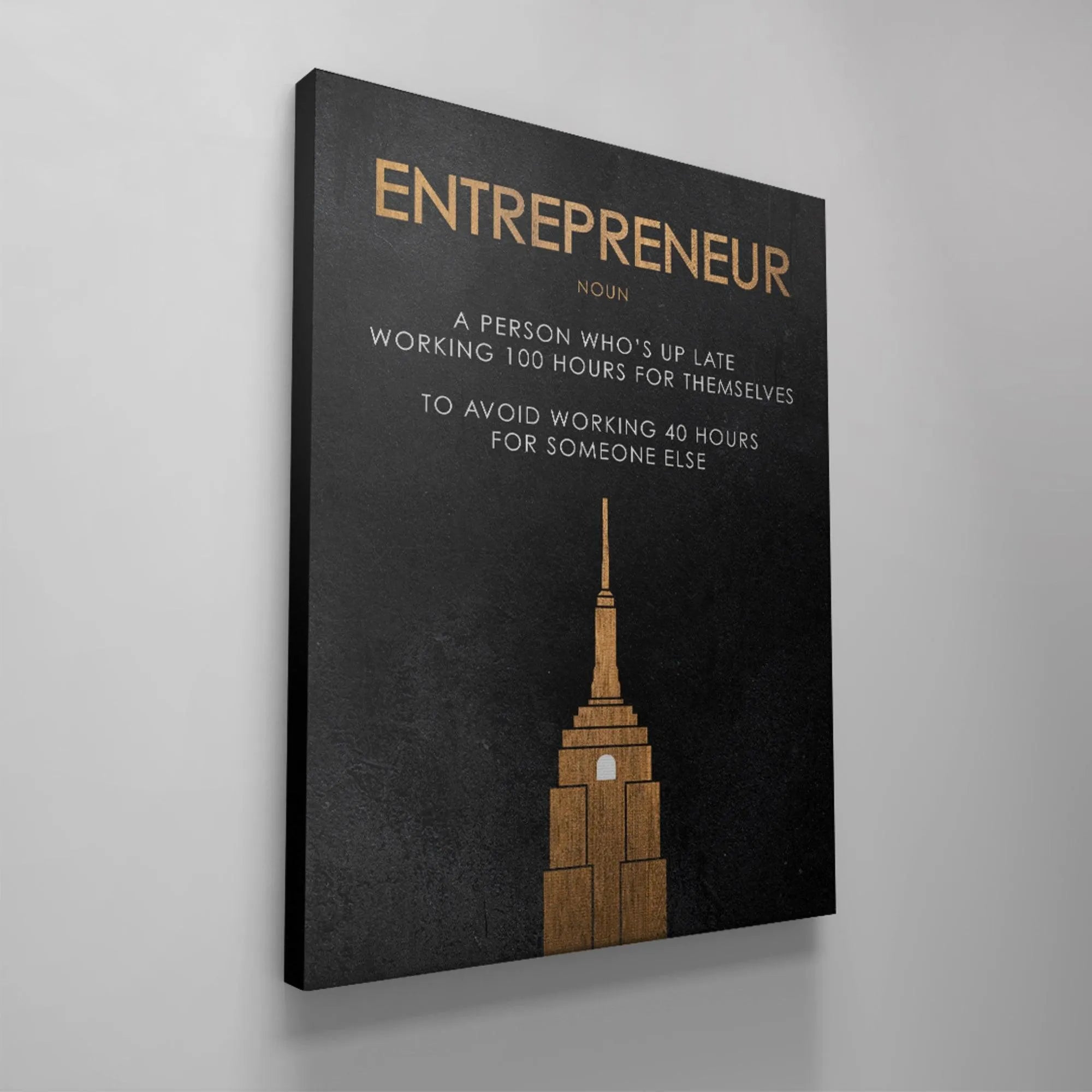 Detail of the quote section highlighting the '100 hours' work ethic of the dedicated Entrepreneur.