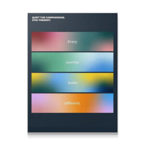 Full image of the motivational poster showcasing the gradient design and the full phrase Every Journey Looks Different.