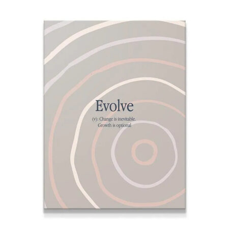 Frontal view of the 'Evolve' definition print with concentric neutral rings.