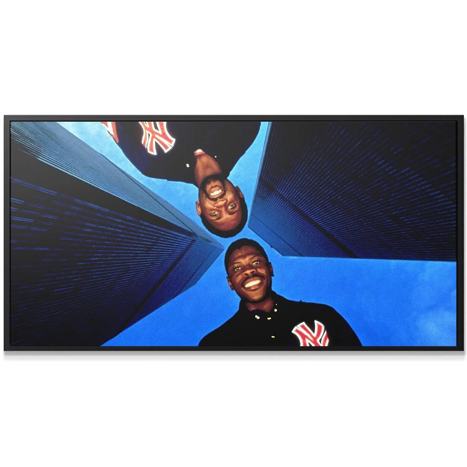Close-up detail of Patrick Ewing's face smiling in the Ewing & Cartwright - Sky's The Limit (No Quote) print.