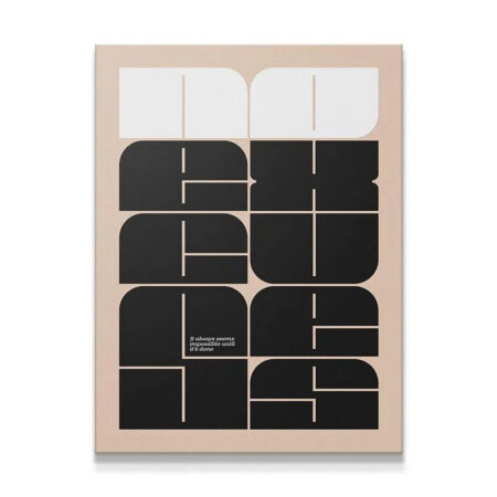 Full view of the motivational 'Excuses' geometric abstract print on a neutral background.
