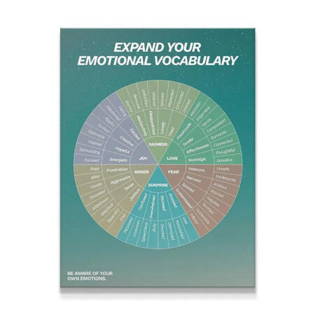 Full overhead view of the high-resolution Feelings Wheel poster design.