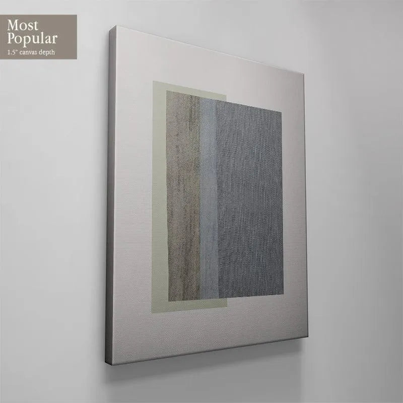 The intersection of the textured taupe stripe and the main Field Blue rectangle.