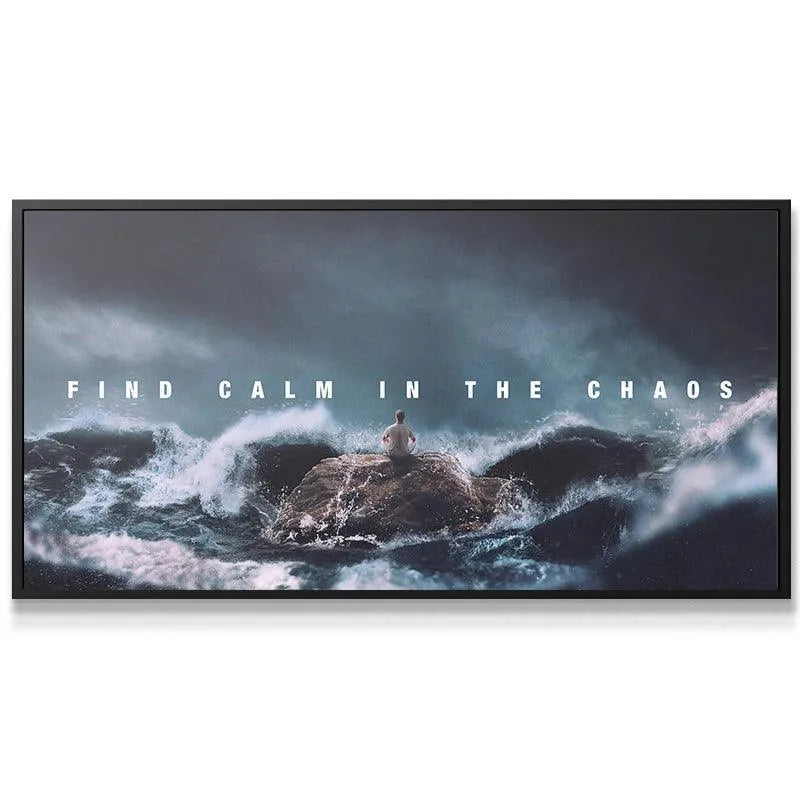 Detailed view of the small meditating person on the rock, symbolizing how to Find Calm In The Chaos.