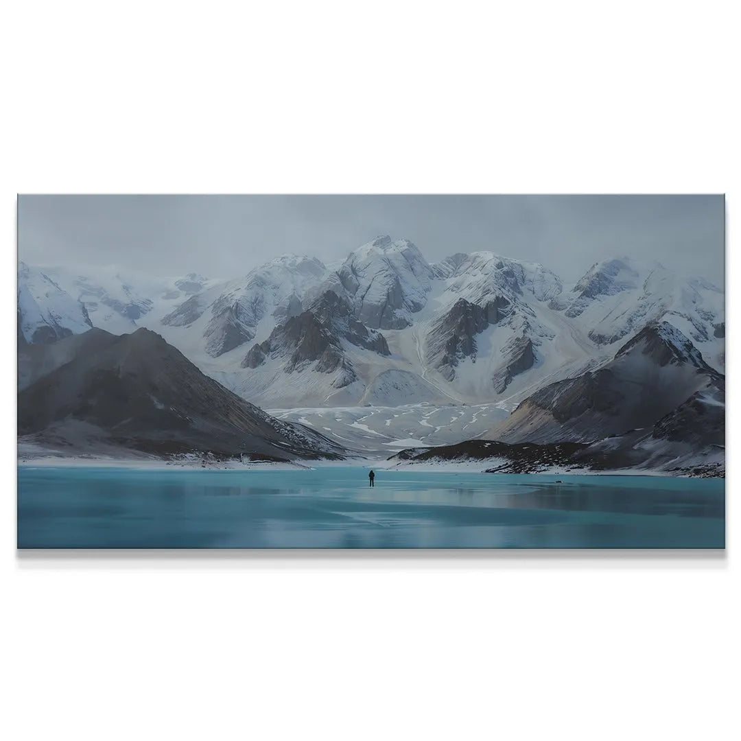 Lifestyle shot of the 'Find Your Purpose' print hanging above a minimalist office desk.