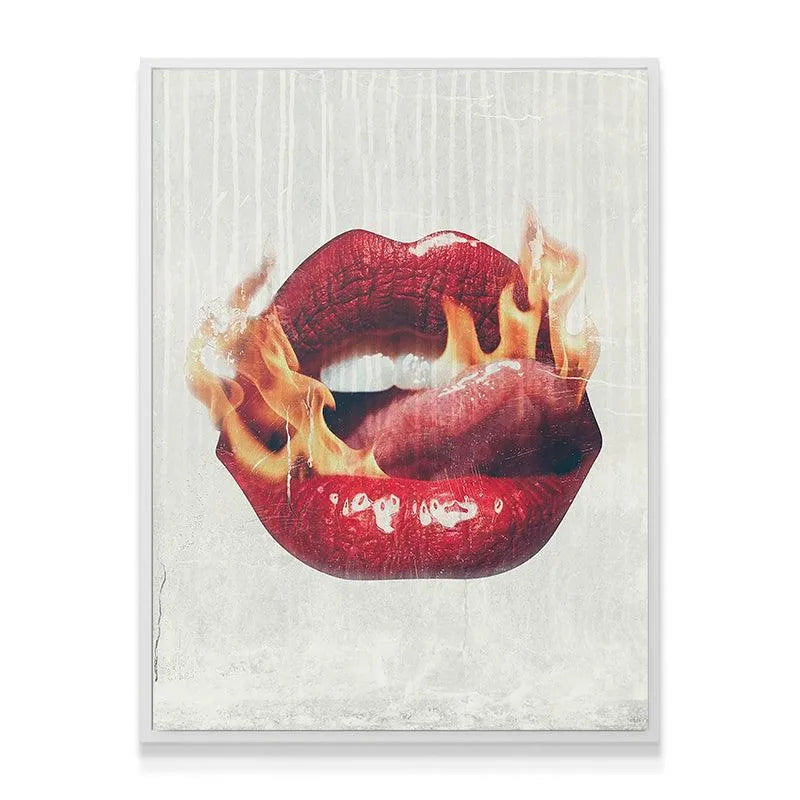 Angled shot showing the vibrant orange and yellow flames surrounding the Fire Lips.