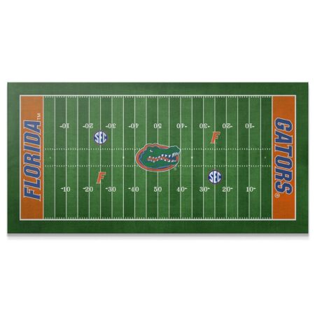 Wide overhead view of the official University of Florida - Full Field replica merchandise.