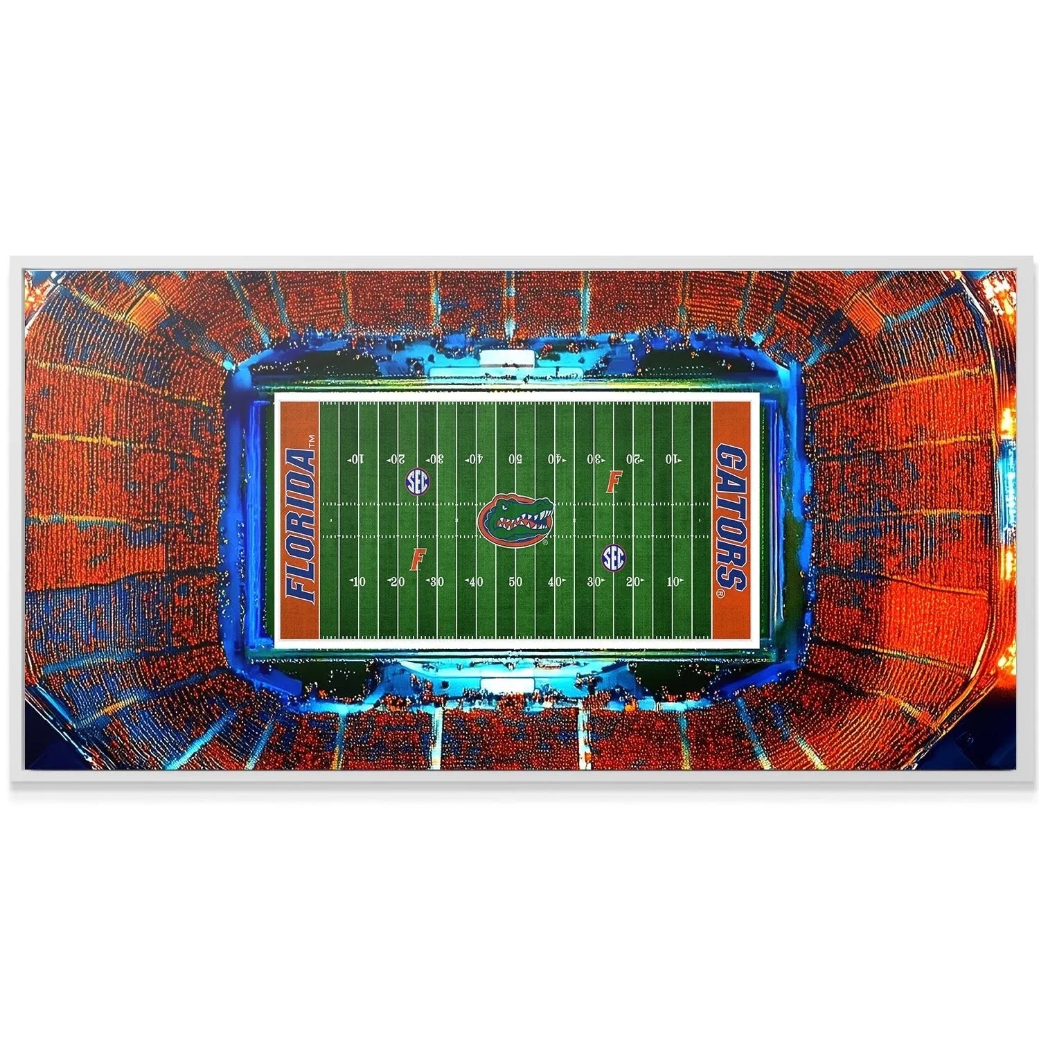 Wide panoramic angle emphasizing the scale and architecture of the Florida - Stadium lighting.