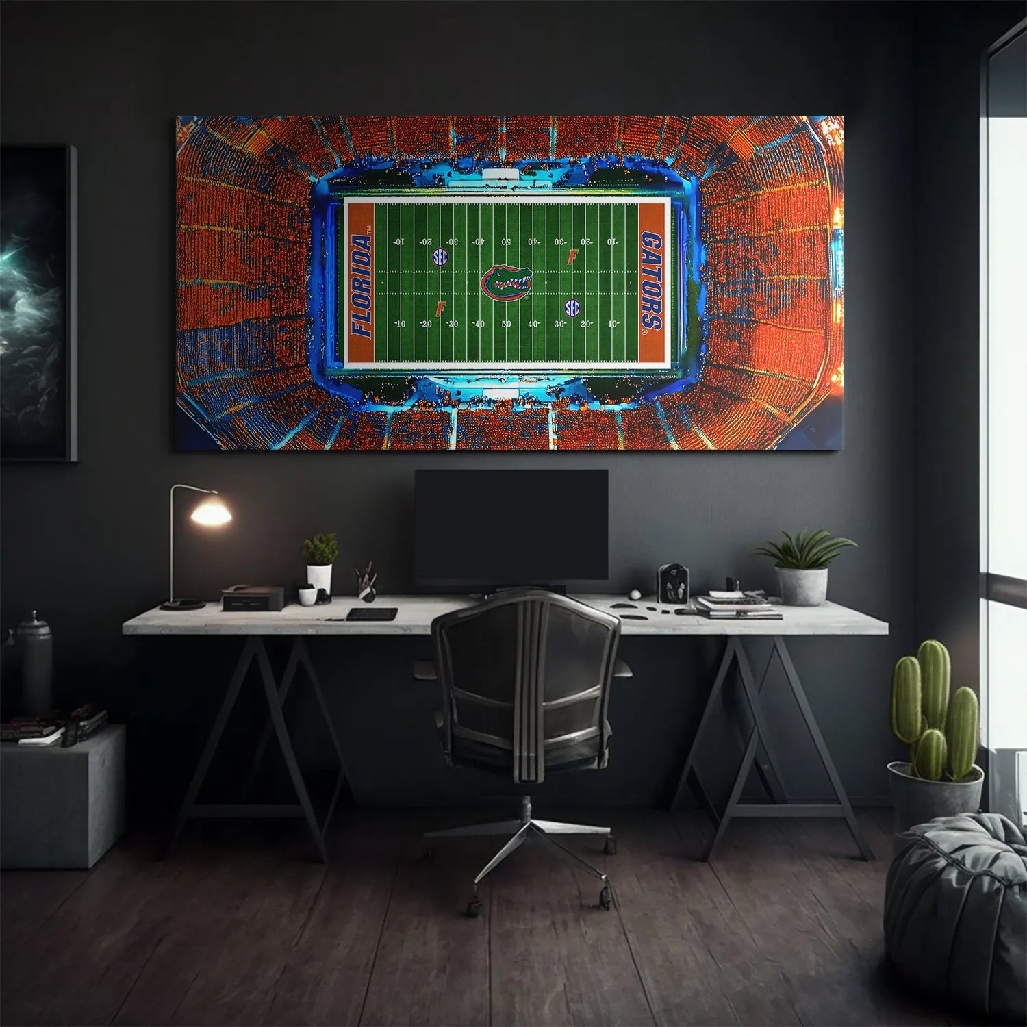 Textural representation of the stadium seating and fan density in the Florida - Stadium print.