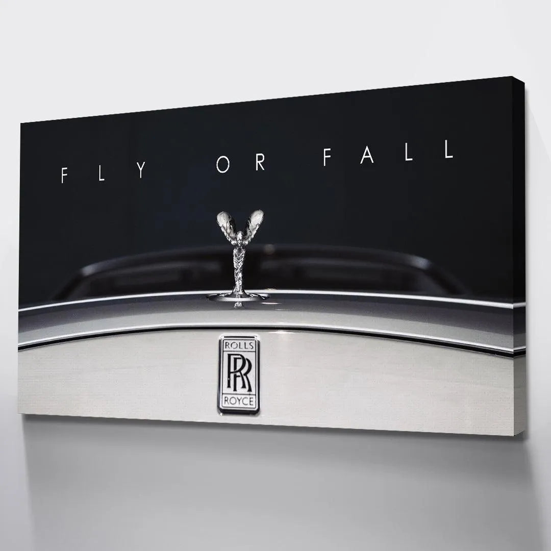 Dramatic lighting highlighting the upward pose of the figure in 'Fly Or Fall' print.