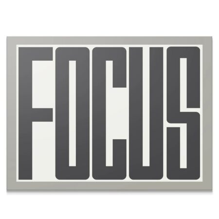 Full view of the bold, geometric 'Focus' typography wall art.