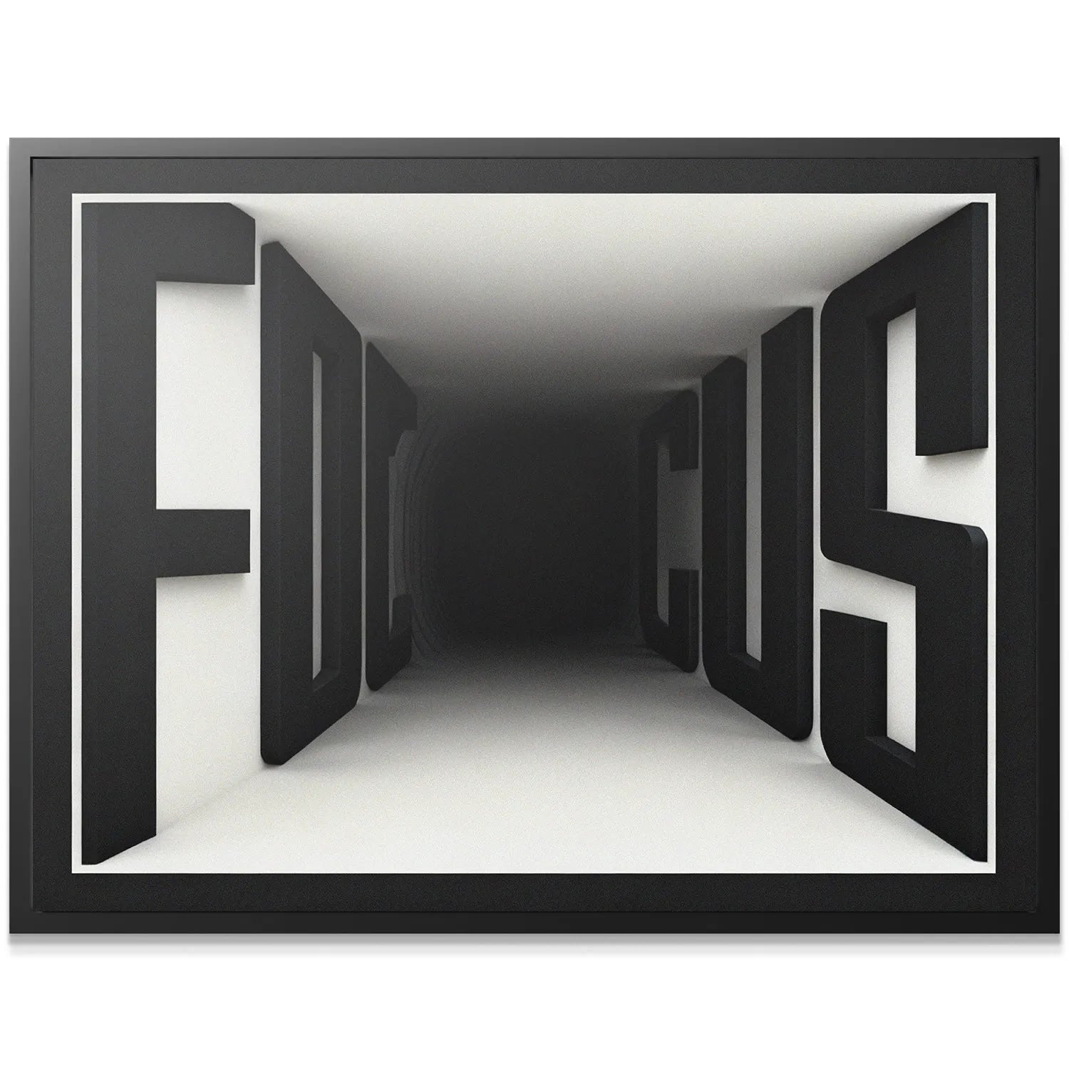 Close-up of the textured surface of the letter 'F' in the minimalist Focus Blur print.